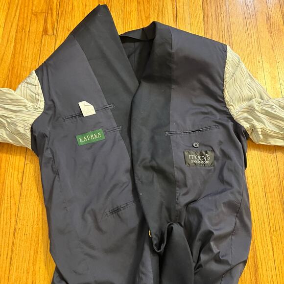 Lauren Ralph Lauren Blazer Mens 42R Navy Blue Wool Gold Button Jacket Coat - Picture 6 of 11